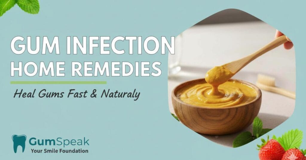 Natural Gum Infection Home Remedies using turmeric and salt water for quick gum relief