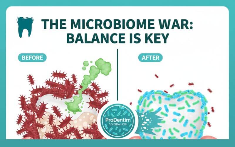 Infographic explaining how do oral probiotics actually work? for gum health