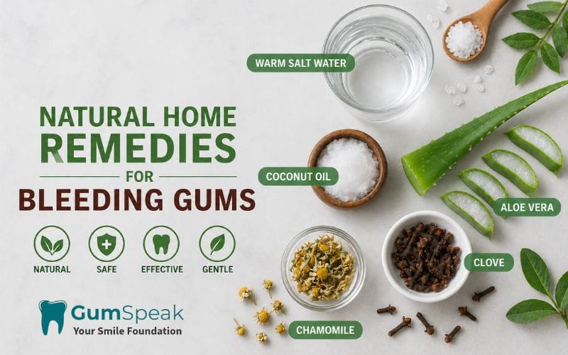 natural home remedies for bleeding gums treatment including salt water rinse and herbs